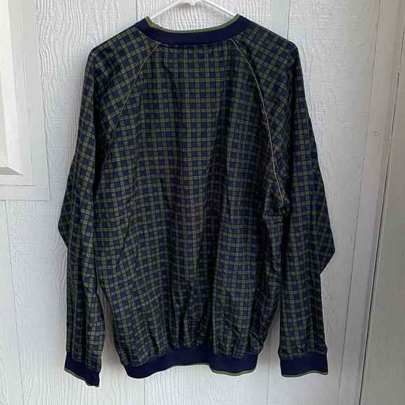Catalina Nylon Navy Blue and Olive Green Plaid Vintage Windbreaker Size Large - Picture 5 of 17